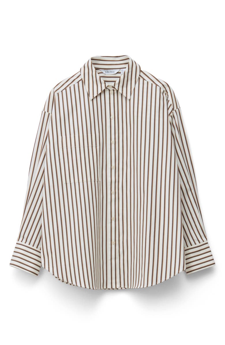 & Other Stories Stripe Oversize Cotton Button-Up Shirt, Alternate, color, White Dusty Light