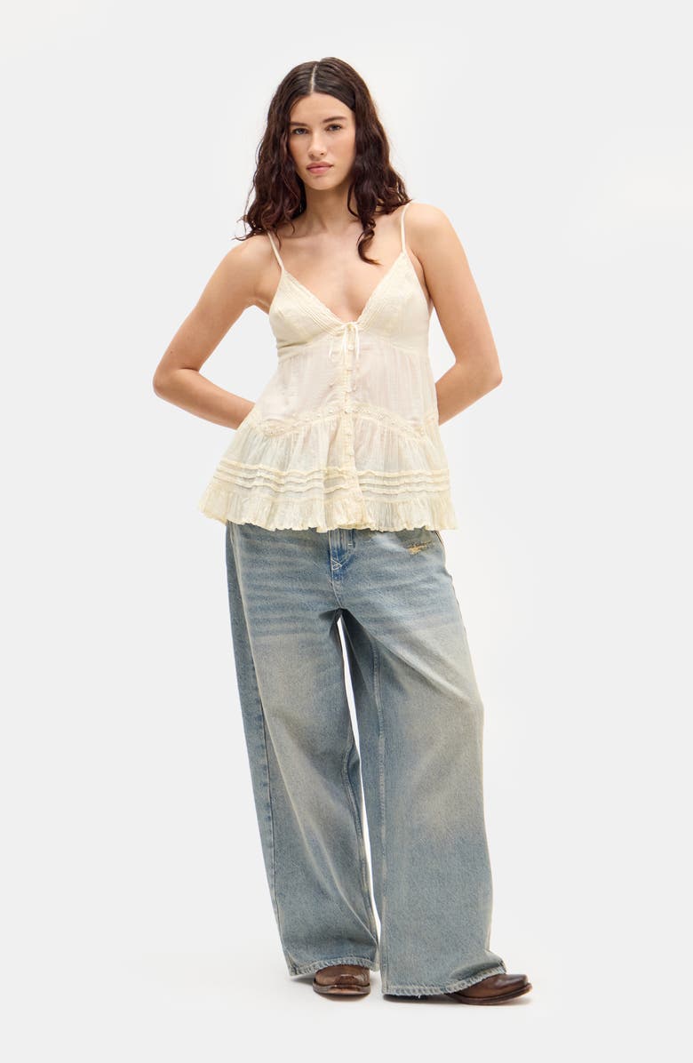 BDG Urban Outfitters Tiered Crinkled Cotton Camisole, Alternate, color, Yellow