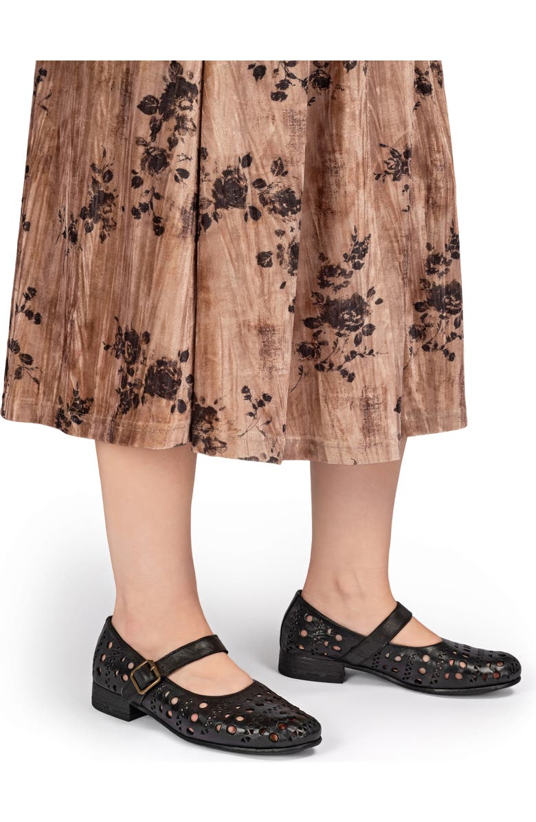 OLD TREND Retro Genuine Leather Breathable Cutout Mary Jane Flat, Alternate, color, Black