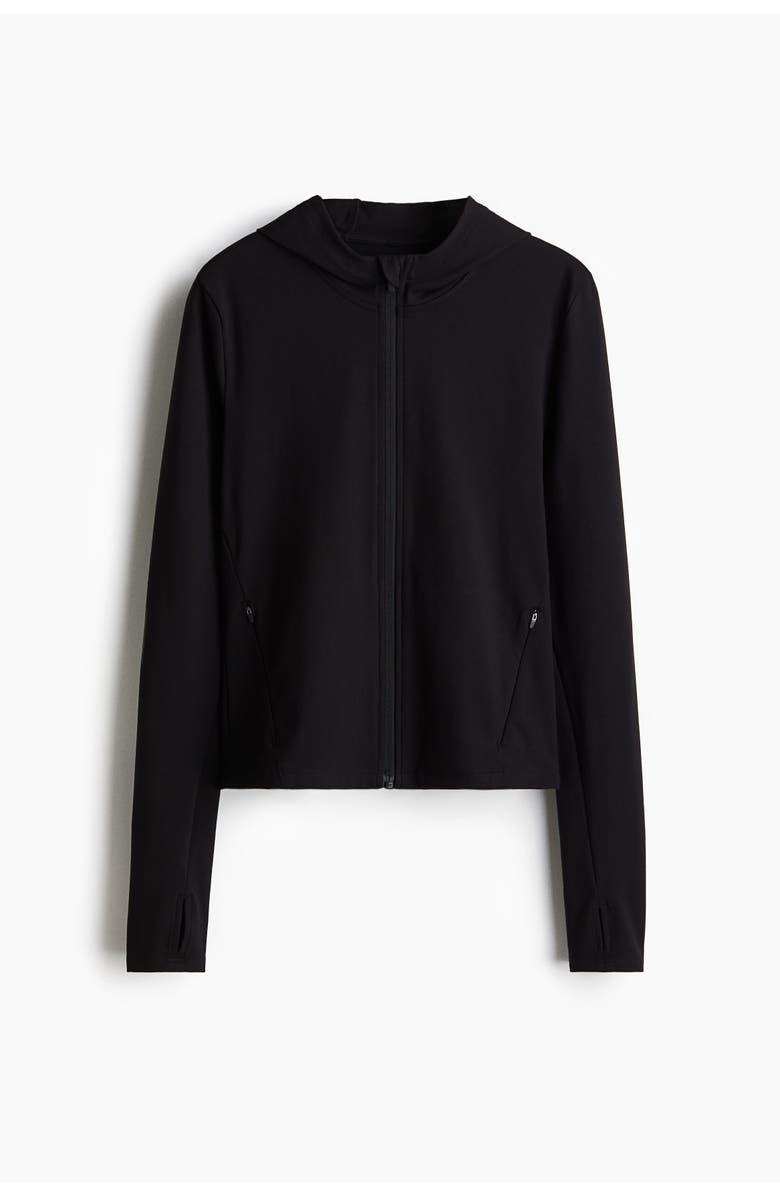 H&M Hooded Sports Jacket With Softmove, Main, color, Black