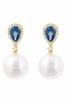 EFFY London Blue Topaz, Diamond & Freshwater Pearl Drop Earrings