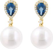 EFFY London Blue Topaz, Diamond & Freshwater Pearl Drop Earrings