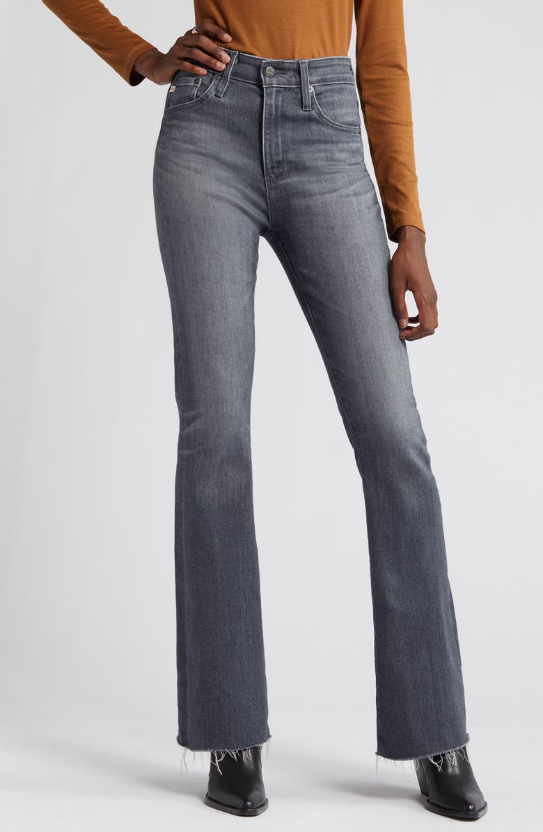AG Farrah High Waist Raw Hem Bootcut Jeans, Alternate, color, 