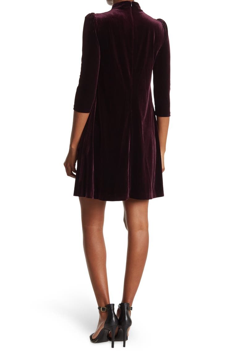 Velvet Mock Neck Mini Dress, Alternate, color, EGGPLANT