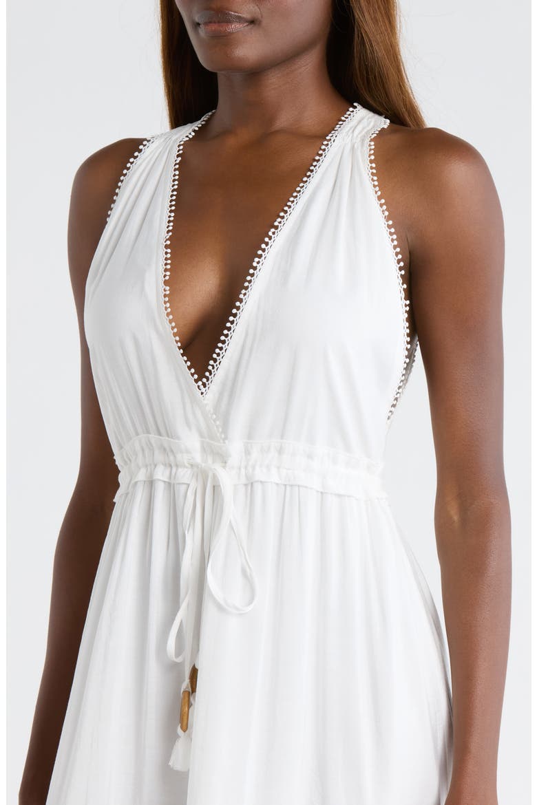 Cutout Trim Sleeveless Cover-Up Maxi Dress, Alternate, color, WHITE