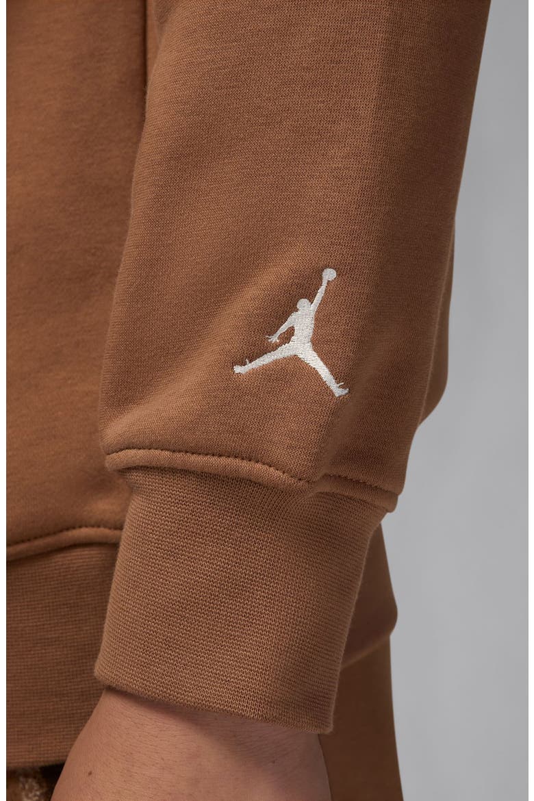 Essentials Plaid Logo Fleece Crewneck Sweatshirt, Alternate, color, ACORN BROWN/ SAIL