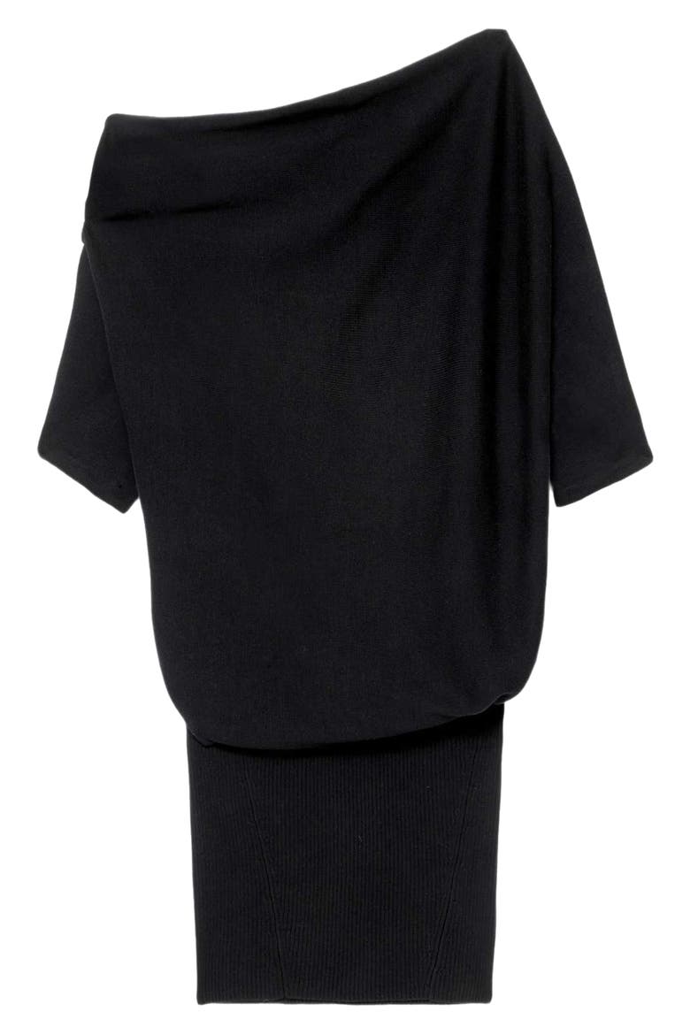Ellie Off the Shoulder Dress, Alternate, color, BLACK
