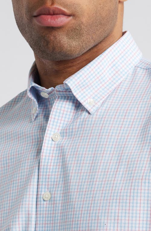 Johnnie-o Koby Gingham Performance Button-down Shirt In Maliblu
