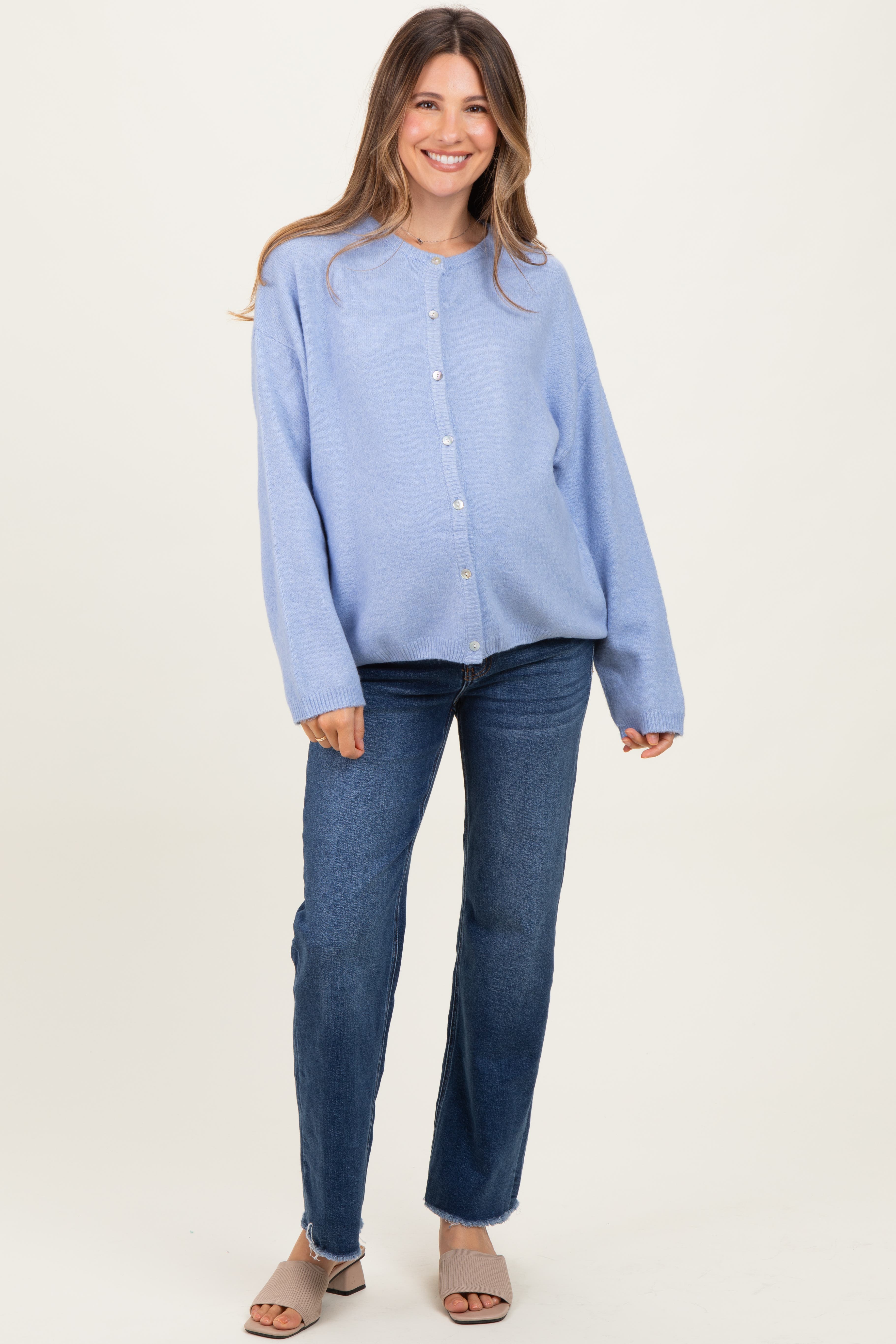 Fringe Hem Wide Leg Maternity Jeans - image 2