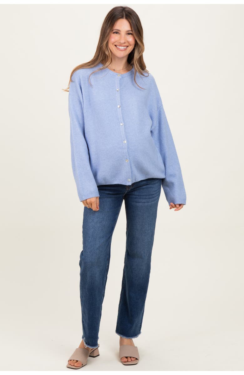 PinkBlush Fringe Hem Wide Leg Maternity Jeans, Alternate, color, Navy Blue