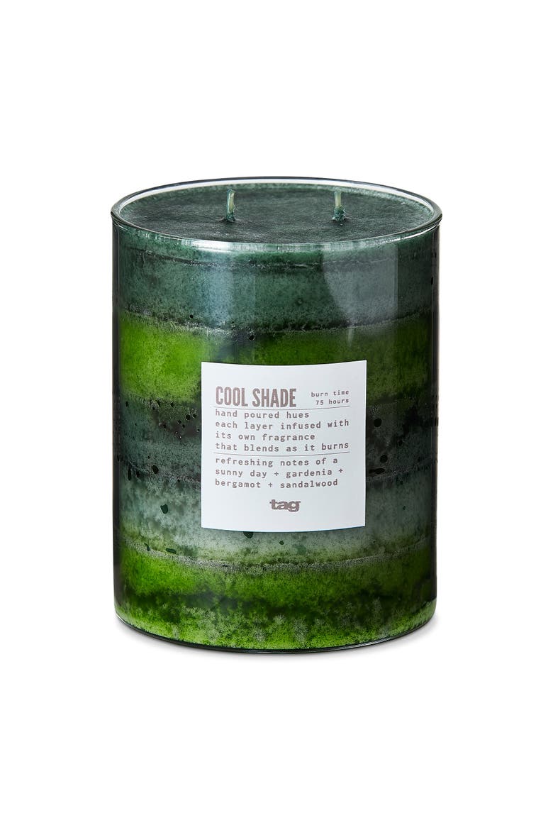 Cool Shade Scented Paraffin Wax Pillar Candle Green 75 Hours, Main, color, Green