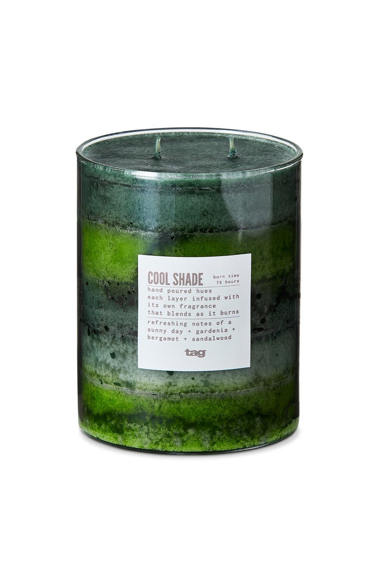 tag Cool Shade Scented Paraffin Wax Pillar Candle Green 75 Hours, Main, color, Green