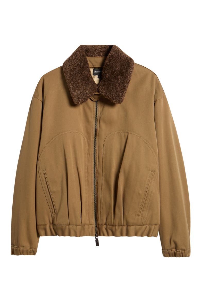 Faux Fur Collar Jacket, Alternate, color, BROWN