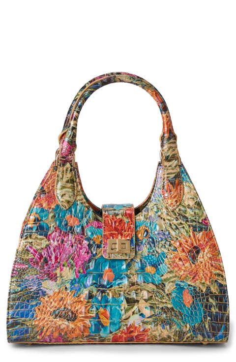 Adrian Croc Embossed Leather Shoulder Bag