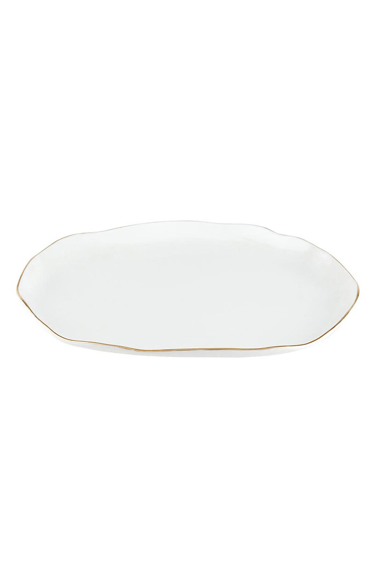 CREATIVE BRANDS Gold Rim Ceramic Tray
