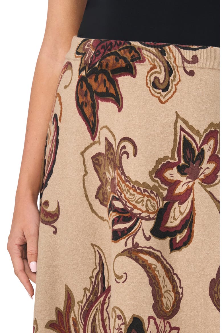 Print Midi Sweater Skirt, Alternate, color, WOODEN