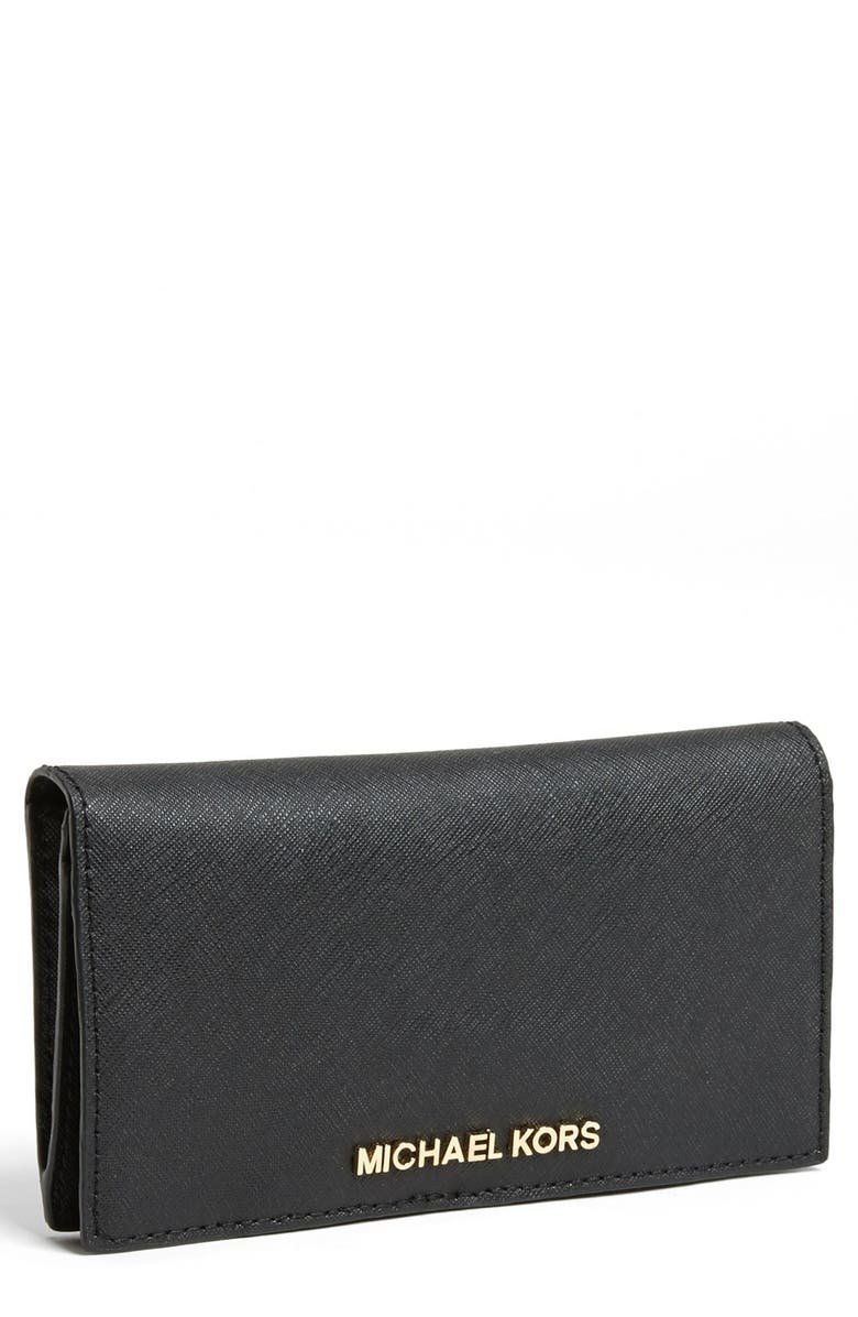 MICHAEL Michael Kors 'Jet Set - Slim' Saffiano Leather Wallet, Main, color, 