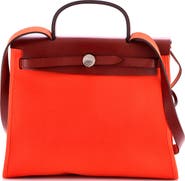 Pre-Owned Hermes Herbag Zip Leather and Toile 31