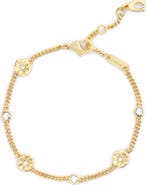 COACH Tea Rose & Crystal Station Bracelet