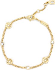 COACH Tea Rose & Crystal Station Bracelet