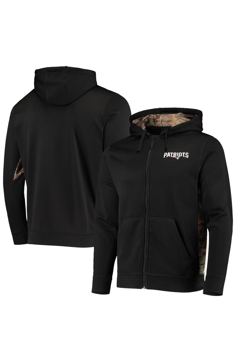 DUNBROOKE Men's Dunbrooke Black/Realtree Camo New England Patriots Decoy Tech Fleece Full-Zip Hoodie, Main, color, Black