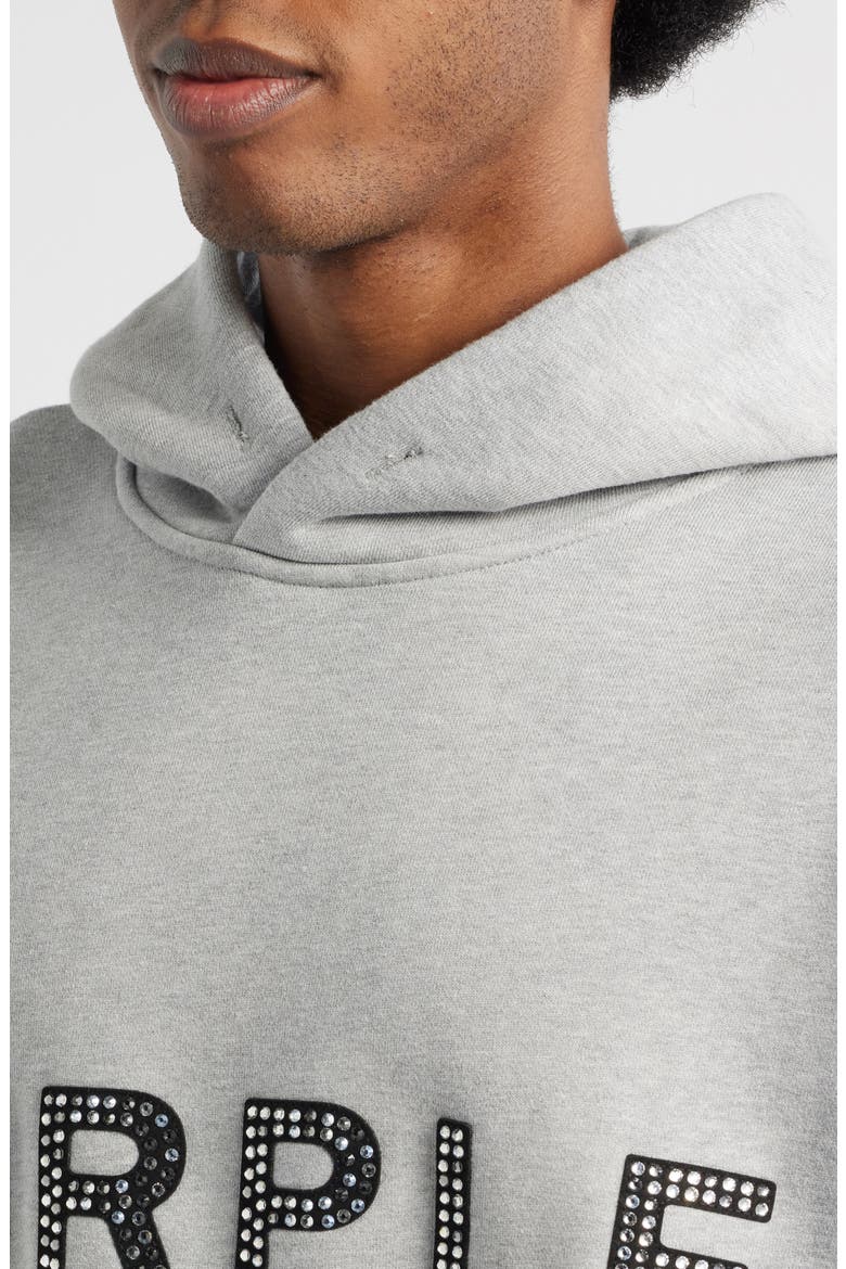 Heavyweight Rhinestone Logo Hoodie, Alternate, color, GREY/ BLACK