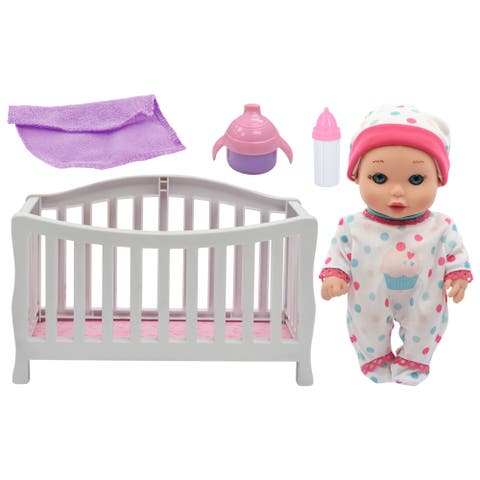 Doll In Crib 8" Baby Doll Playset 2+