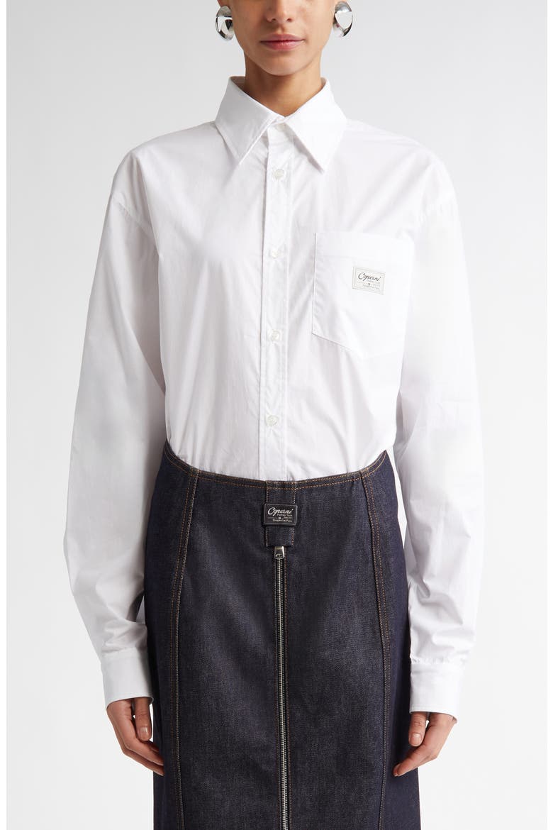 Poplin Button-Up Bodysuit, Main, color, WHITE