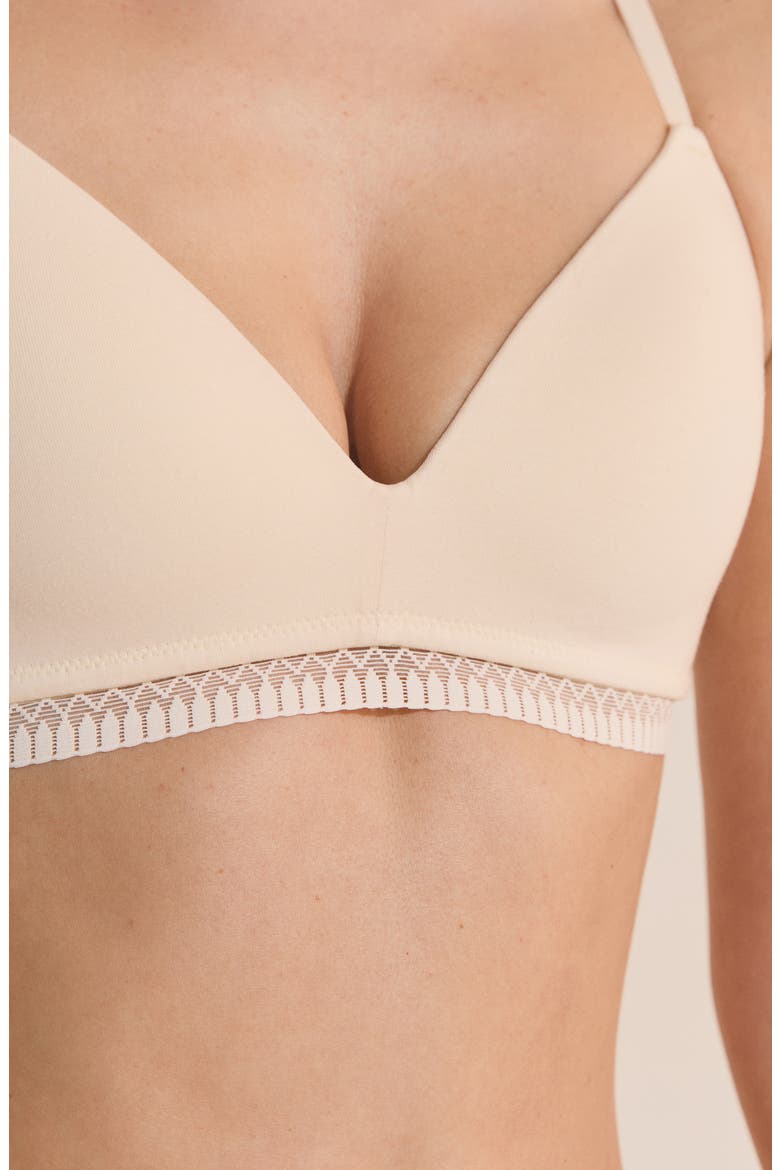 Happily Wireless Stretch Cotton Triangle Bra, Alternate, color, VANILLA