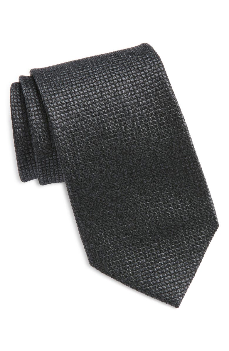 Nordstrom Solid Silk Tie, Main, color, Black