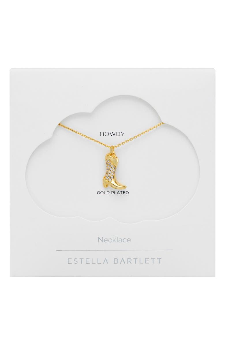 Estella Bartlett Cowboy Boot Pavé Pendent Necklacennn, Alternate, color, Silver/ Gold