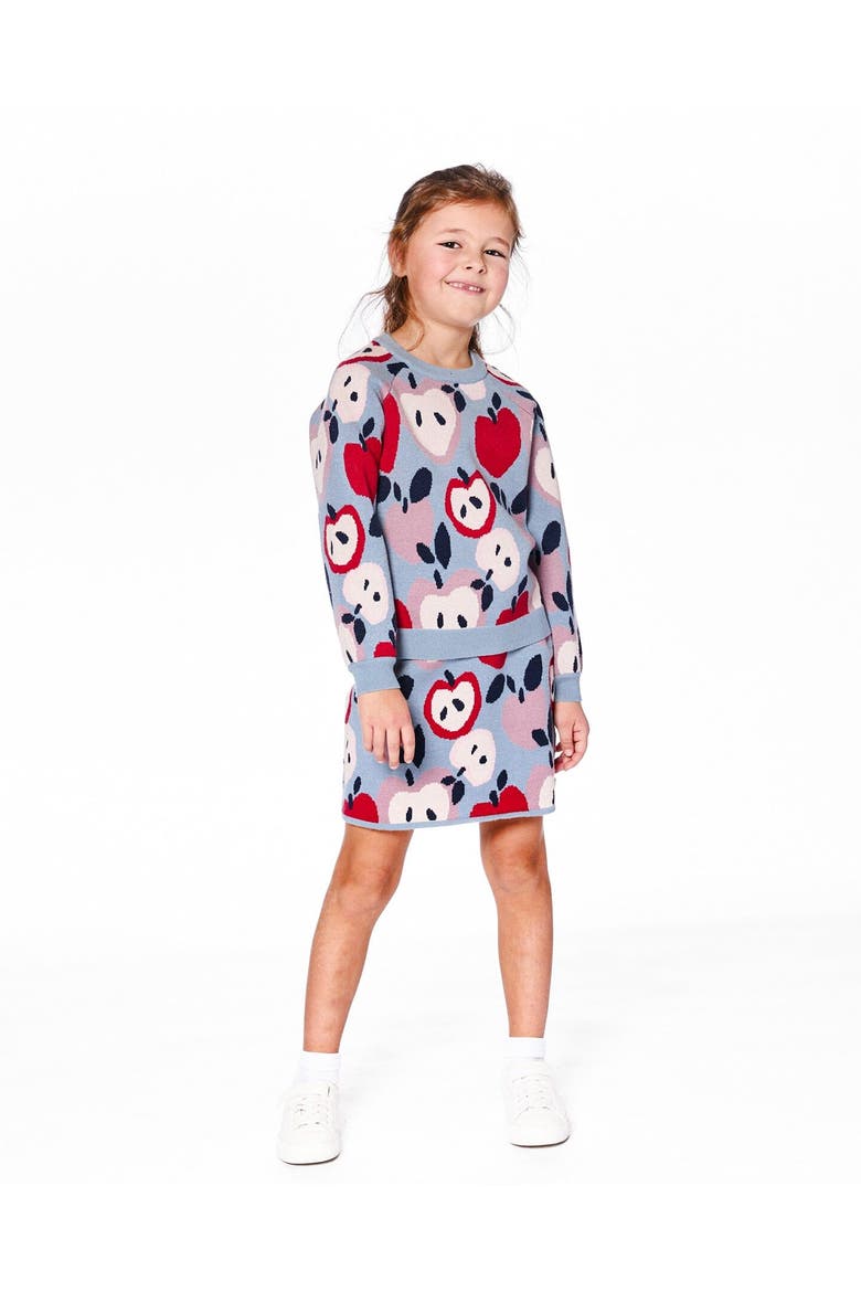 Knit Skirt with Apple Heart Jacquard, Alternate, color, Blue and Red