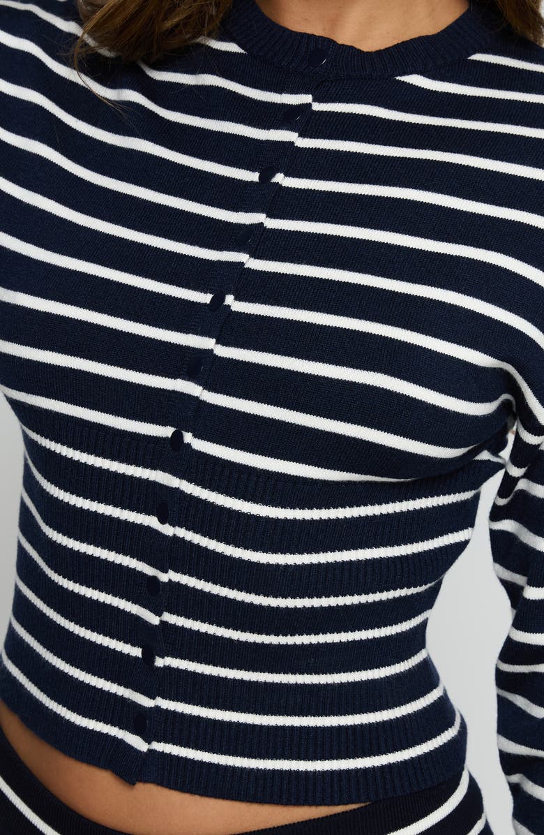 Princess Polly Head in the Clouds Stripe Cardigan, Alternate, color, Navy Stripe