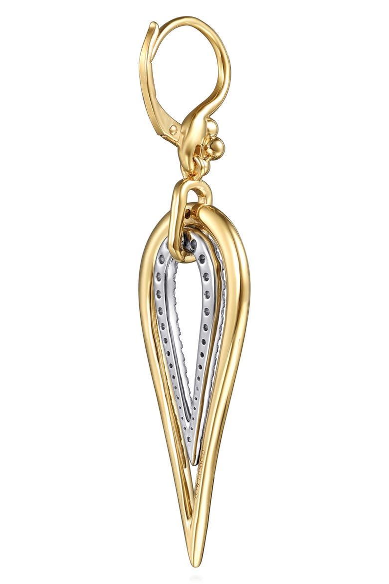 14k Gold Teardrop Diamond Drop Earrings, Alternate, color, 14K YELLOW/ WHITE GOLD