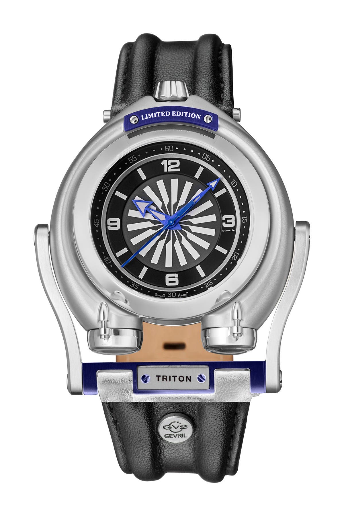 GV2 Triton Leather Strap Watch, 49mm