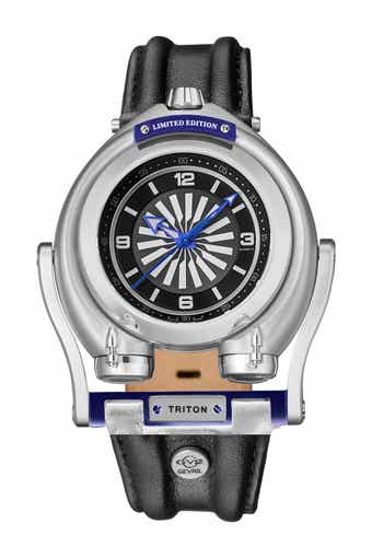 GV2 Triton Leather Strap Watch, 49mm