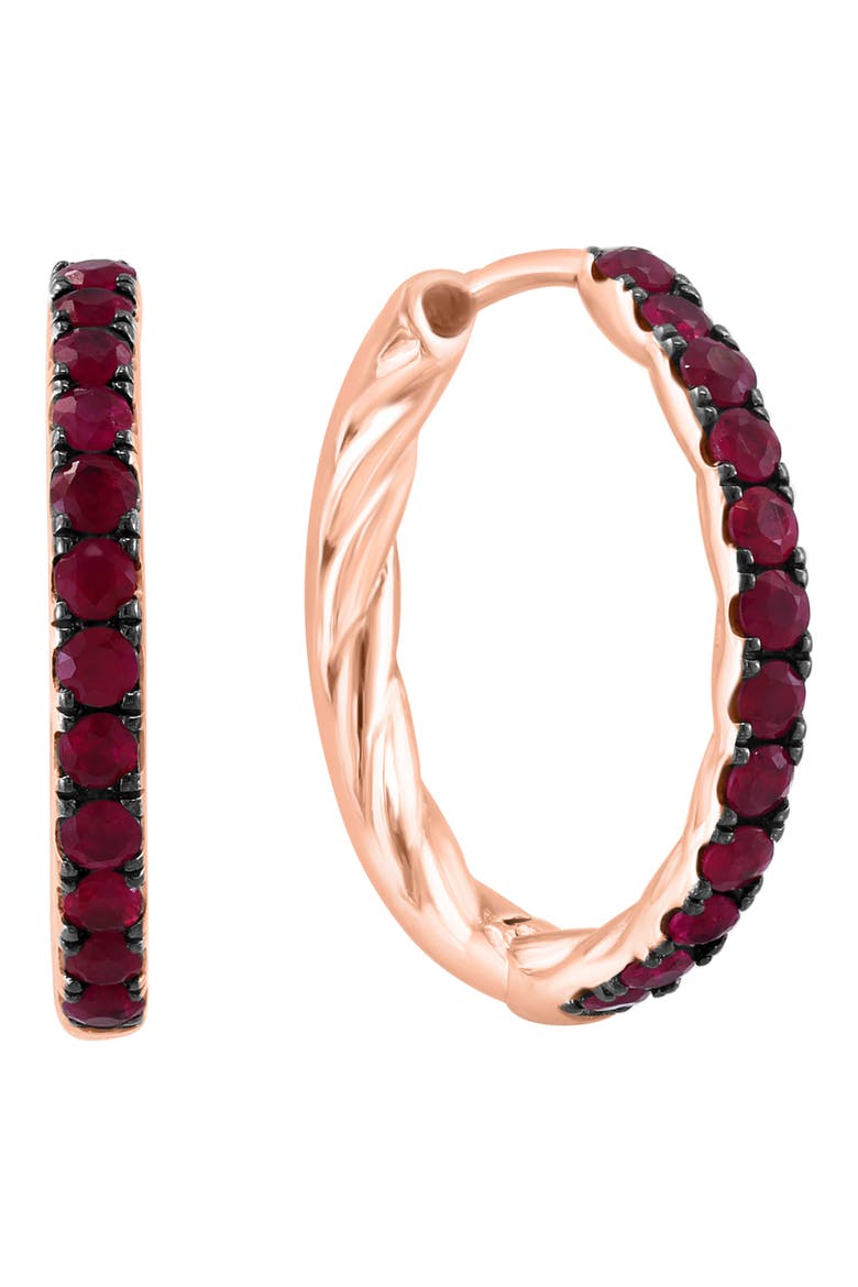Twisted Hoop Earrings, Main, color, RUBY / ROSE GOLD