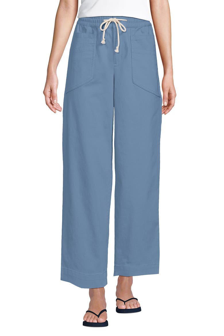 Herringbone Chino High Rise Relaxed Straight Drawstring Ankle Pants, Alternate, color, Pale Slate Blue