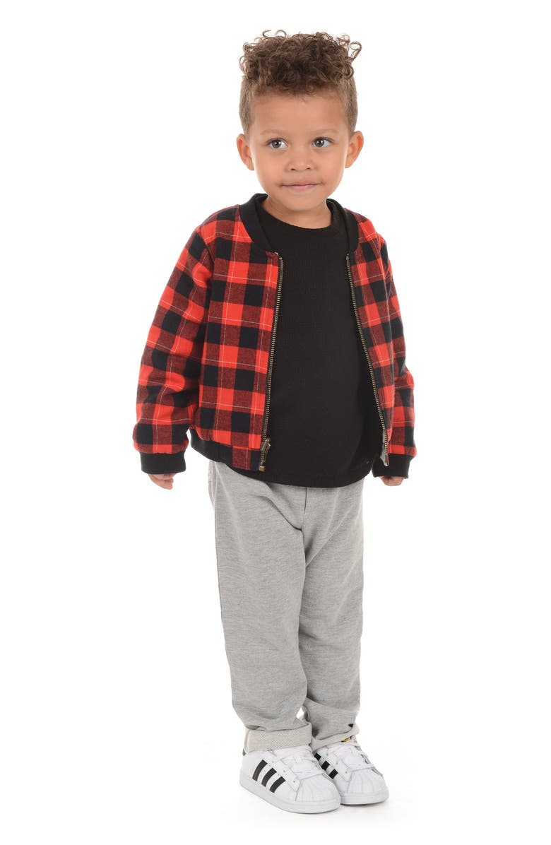 Little Brother by Pippa & Julie x Disney<sup>®</sup> Mickey Mouse<sup>®</sup> Reversible Bomber Jacket, Bodysuit & Pants Set, Alternate, color, 