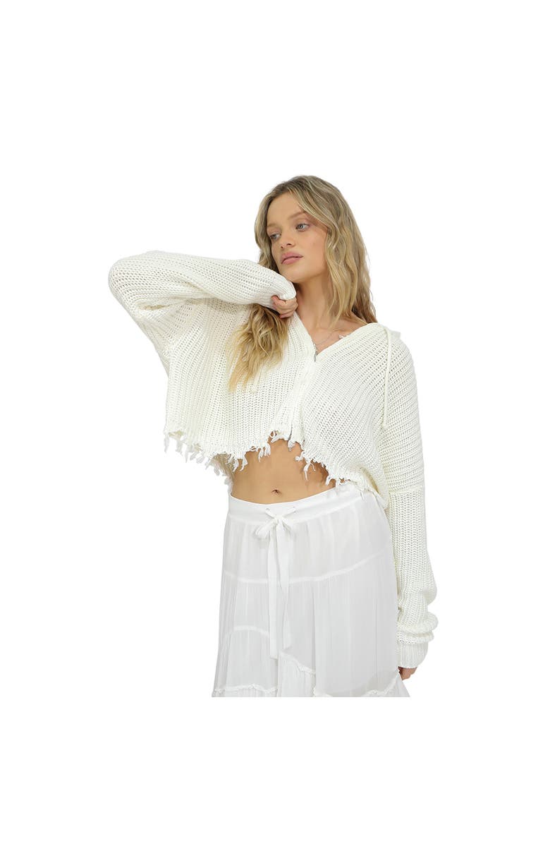 Belle & Bloom Another Love Fringe Zip Knit, Main, color, White