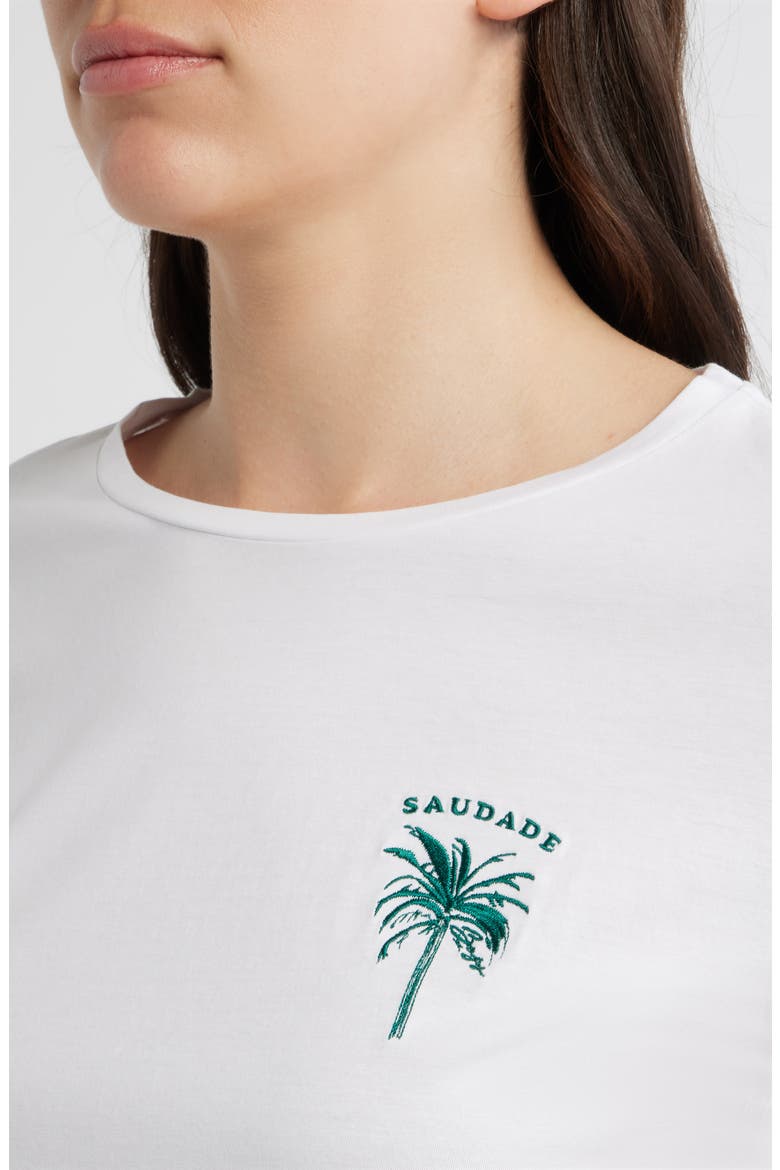Elove Embroidered Short Sleeve Cotton T-Shirt, Alternate, color, WHITE