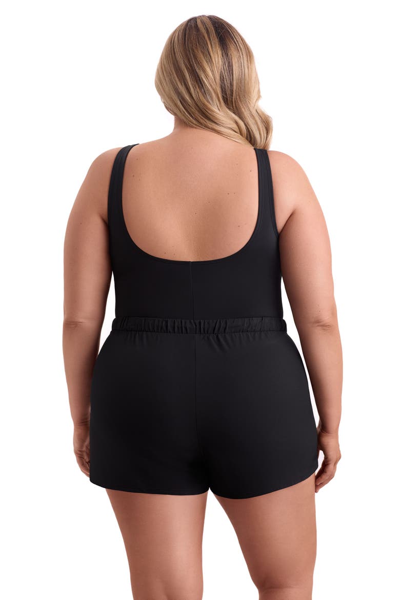 Highneck Runaround Chlorine Resistant One-Piece Swimsuit, Alternate, color, Blue Tribal Stripe