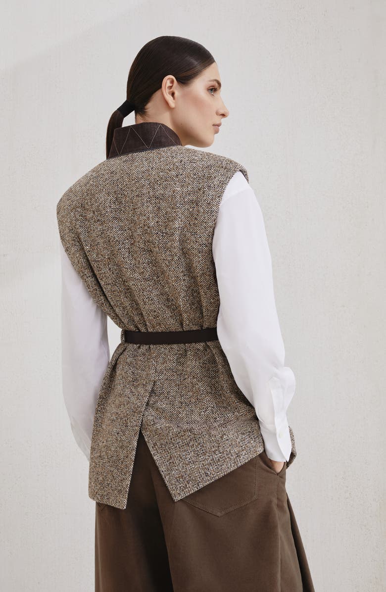 Brunello Cucinelli Flecked chevron vest, Alternate, color, Rope