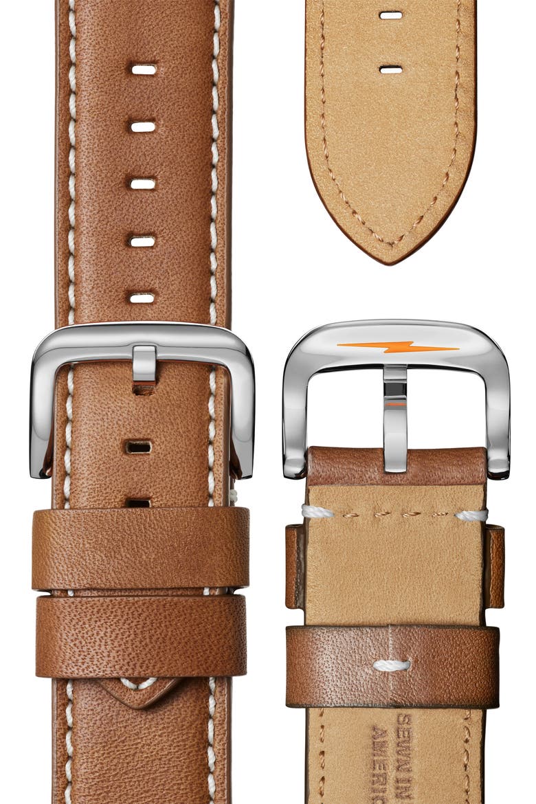 The Runwell Leather Strap Watch, 47mm, Alternate, color, BROWN/ WHITE/ SILVER