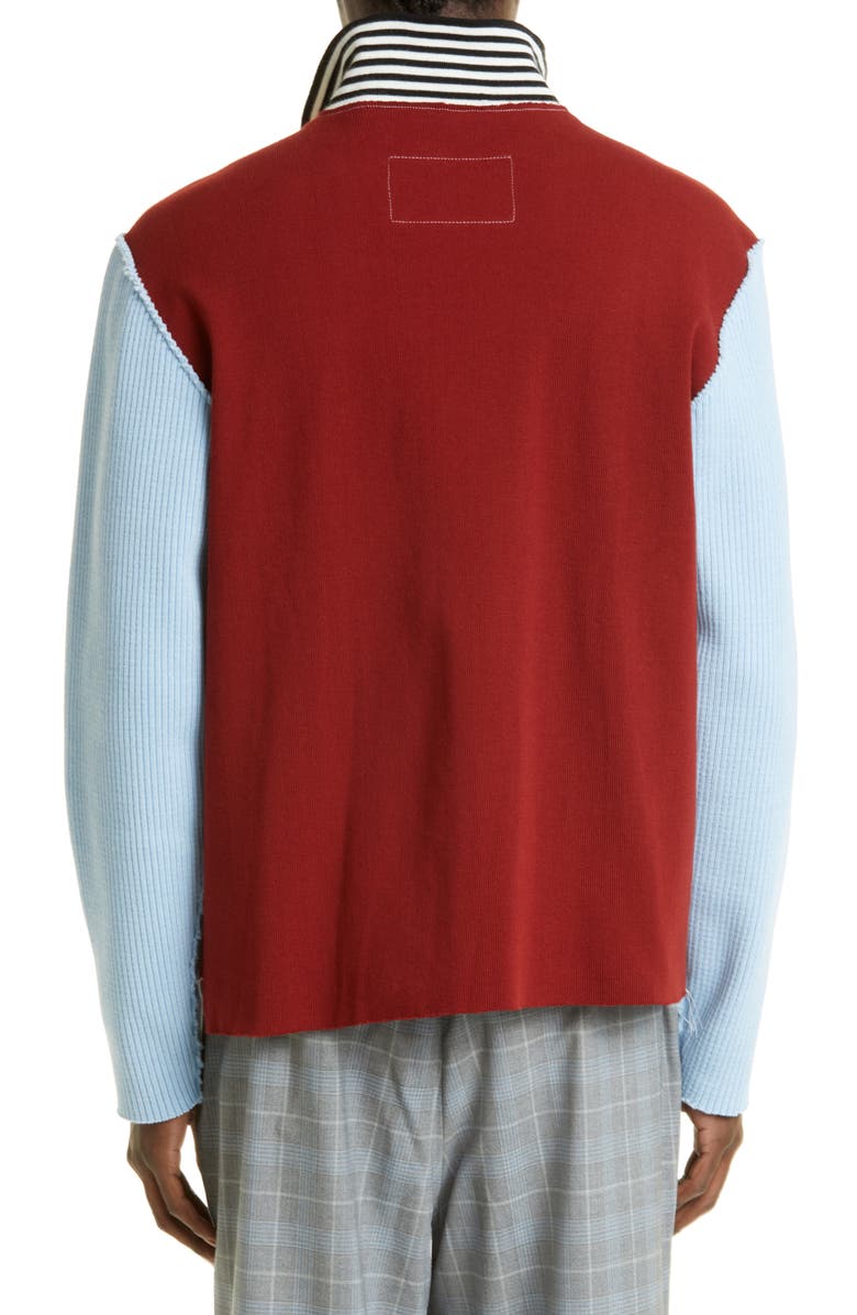 Camiel Fortgens Zip-Up Mixed Knit Sweater, Alternate, color, 