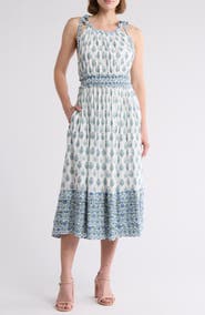 AREA STARS BLUE BORDER PRINT DRESS