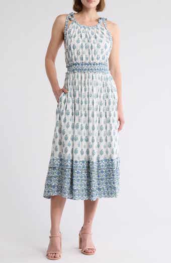 AREA STARS BLUE BORDER PRINT DRESS