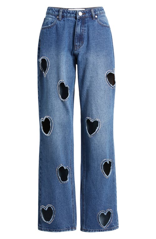 Shop Ptcl Laser Cut Heart Jeans In Indigo