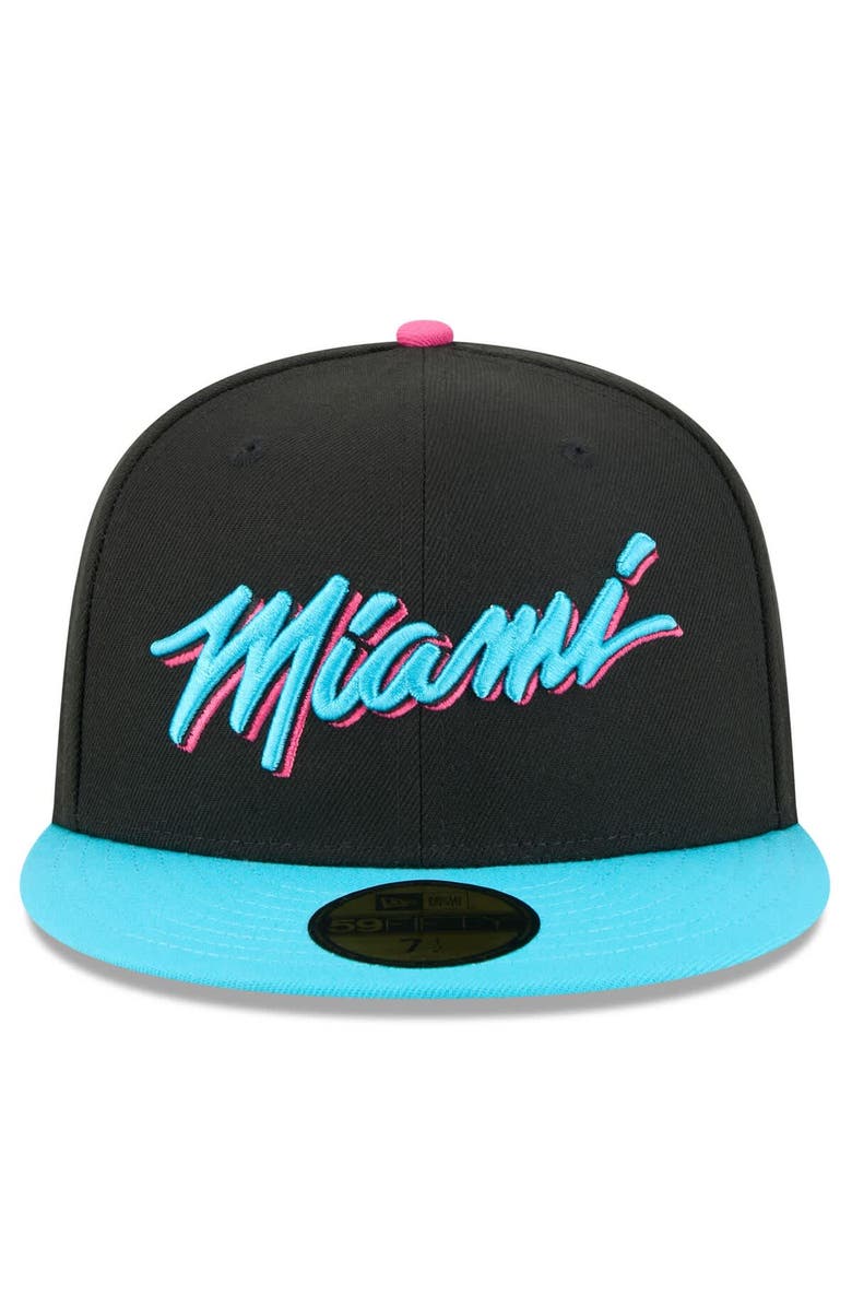 New Era Men's New Era Black/Turquoise Miami Heat 2025/26 City Edition 59FIFTY Fitted Hat, Alternate, color, Black