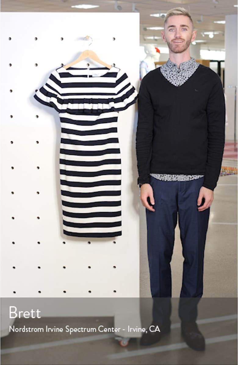 Stripe Ruffle Sheath Dress, sales video thumbnail